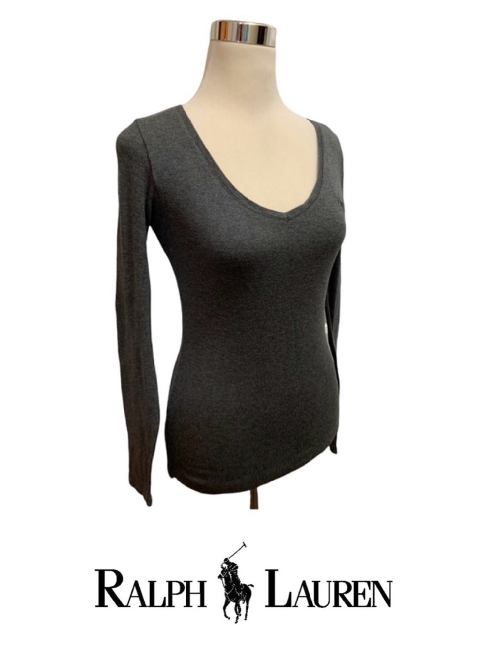 Ralph Lauren Sport Heather V Neck Top
